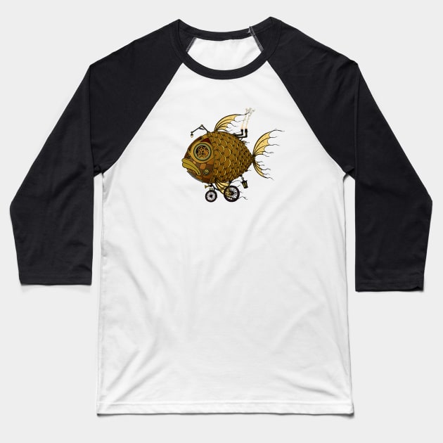 Golden Fish Baseball T-Shirt by mangulica